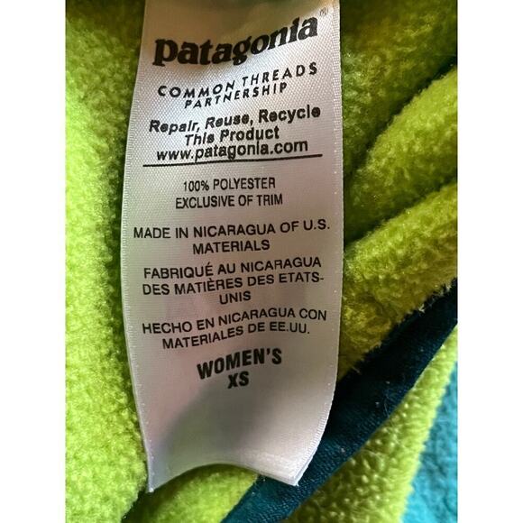 Patagonia Synchilla Women's Fleece Pullover. Buttons. Colorblock. Green/Teal. XS - Picture 8 of 8